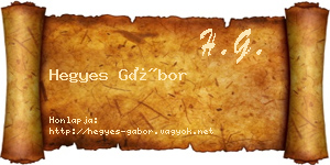 Hegyes Gábor névjegykártya